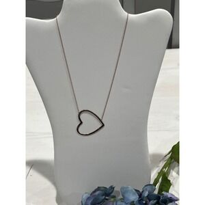 Heart Pendant Necklace Rose Gold‎ Tone Delicate Chain Minimalist Style